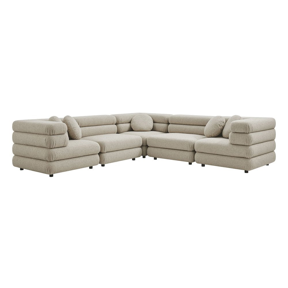 Jubilee 5-Piece Upholstered Modular L-Shaped Sofa Set - Linen