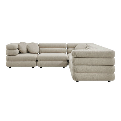 Jubilee 5-Piece Upholstered Modular L-Shaped Sofa Set - Linen