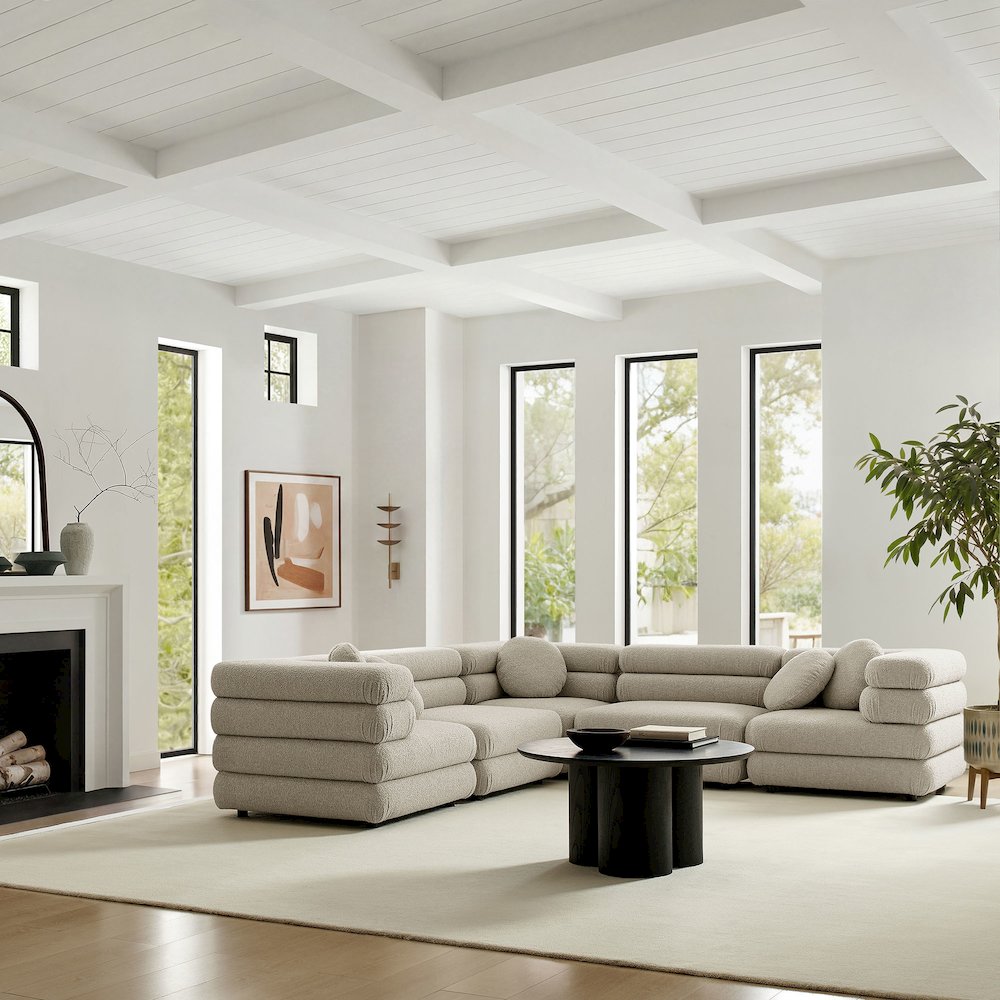 Jubilee 5-Piece Upholstered Modular L-Shaped Sofa Set - Linen