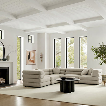 Jubilee 5-Piece Upholstered Modular L-Shaped Sofa Set - Linen