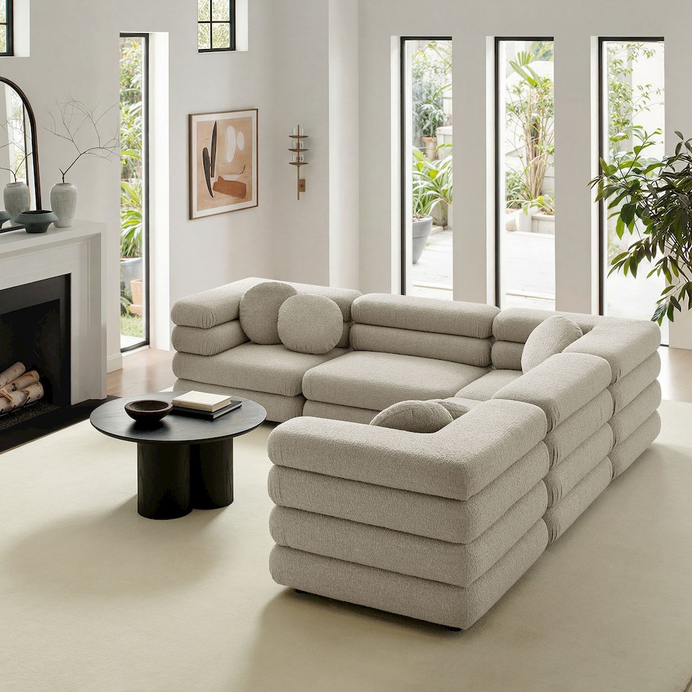 Jubilee 5-Piece Upholstered Modular L-Shaped Sofa Set - Linen