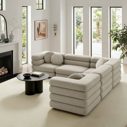 Jubilee 5-Piece Upholstered Modular L-Shaped Sofa Set - Linen