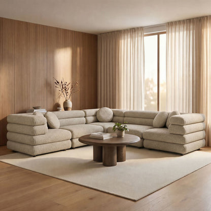 Jubilee 5-Piece Upholstered Modular L-Shaped Sofa Set - Linen
