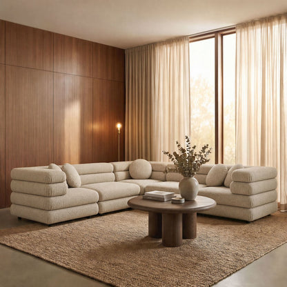 Jubilee 5-Piece Upholstered Modular L-Shaped Sofa Set - Linen