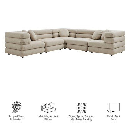 Jubilee 5-Piece Upholstered Modular L-Shaped Sofa Set - Linen