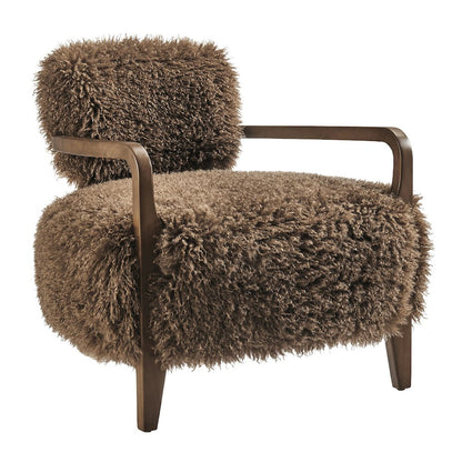 Zinnia Faux Fur Accent Chair - Brown