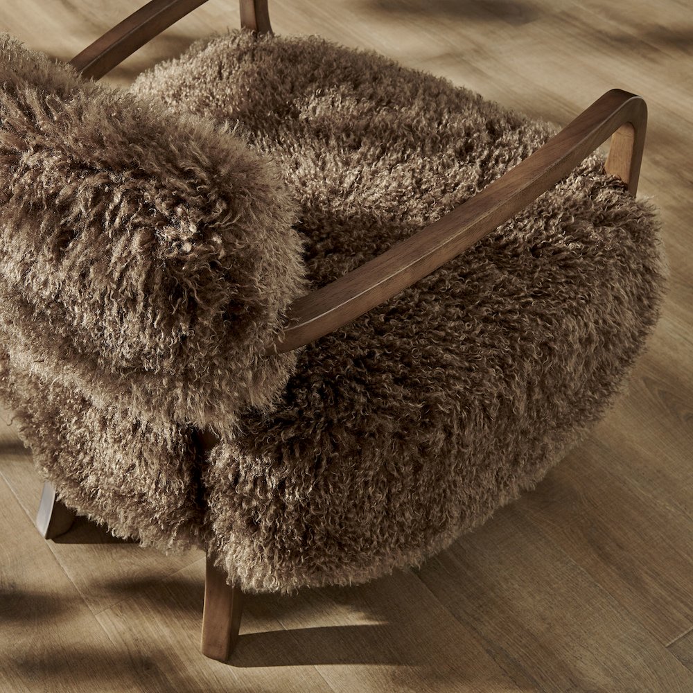Zinnia Faux Fur Accent Chair - Brown