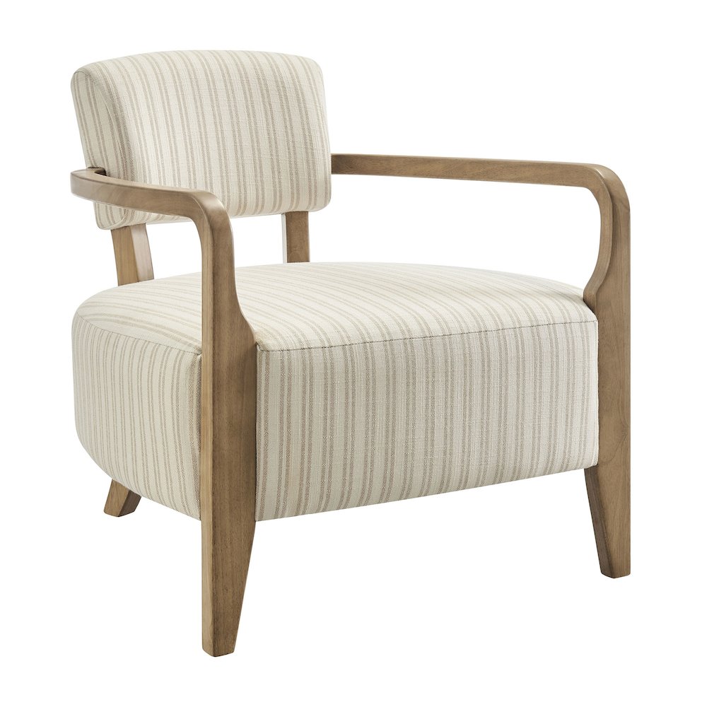 Zinnia Striped Fabric Upholstered Accent Chair - Oatmeal Stripe