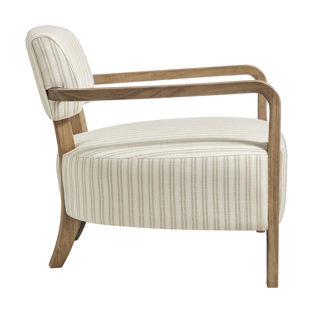 Zinnia Striped Fabric Upholstered Accent Chair - Oatmeal Stripe