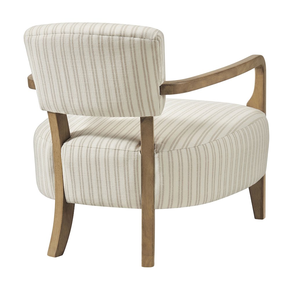 Zinnia Striped Fabric Upholstered Accent Chair - Oatmeal Stripe