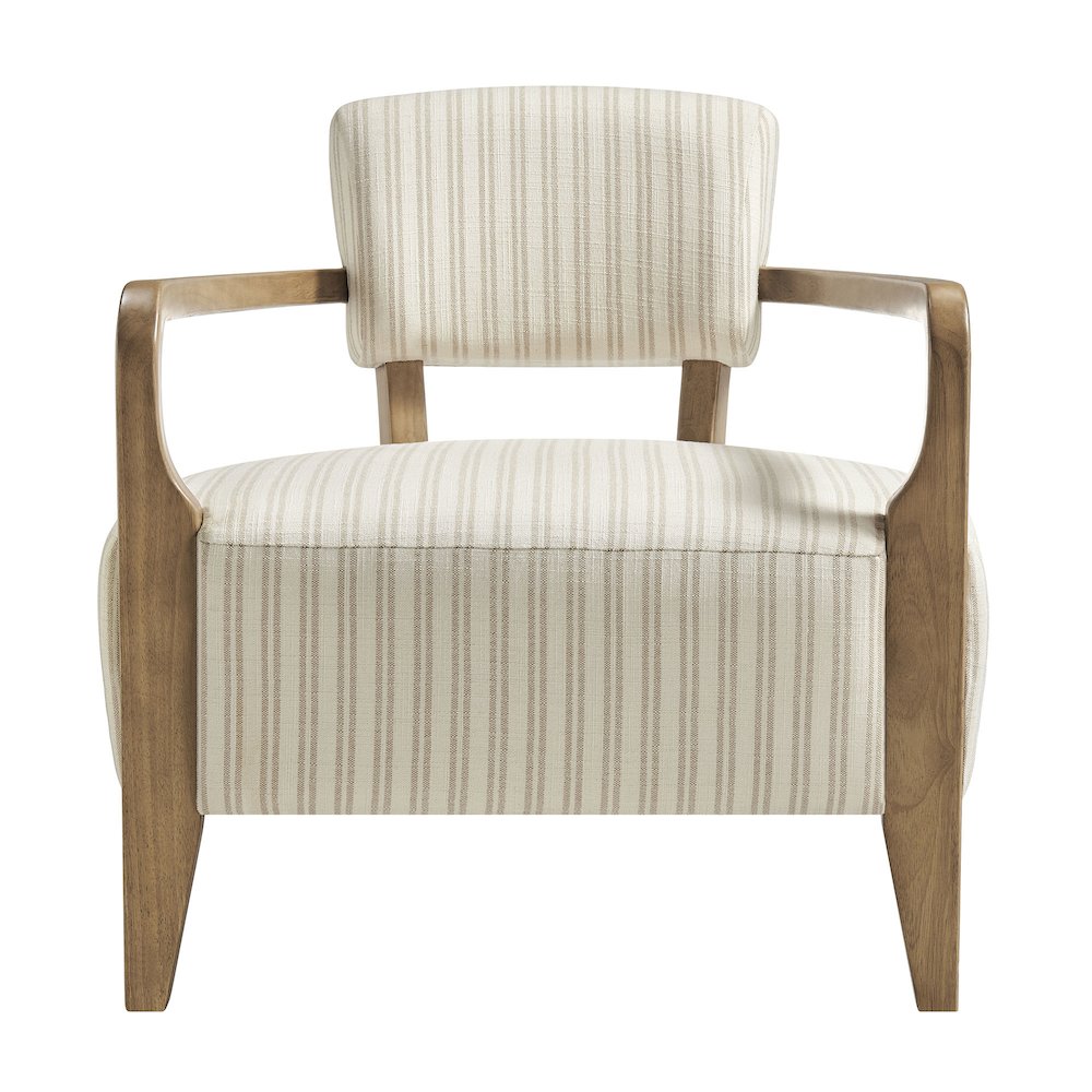 Zinnia Striped Fabric Upholstered Accent Chair - Oatmeal Stripe