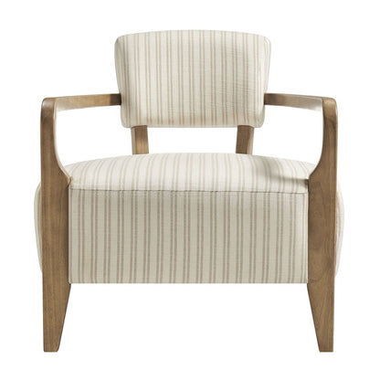 Zinnia Striped Fabric Upholstered Accent Chair - Oatmeal Stripe