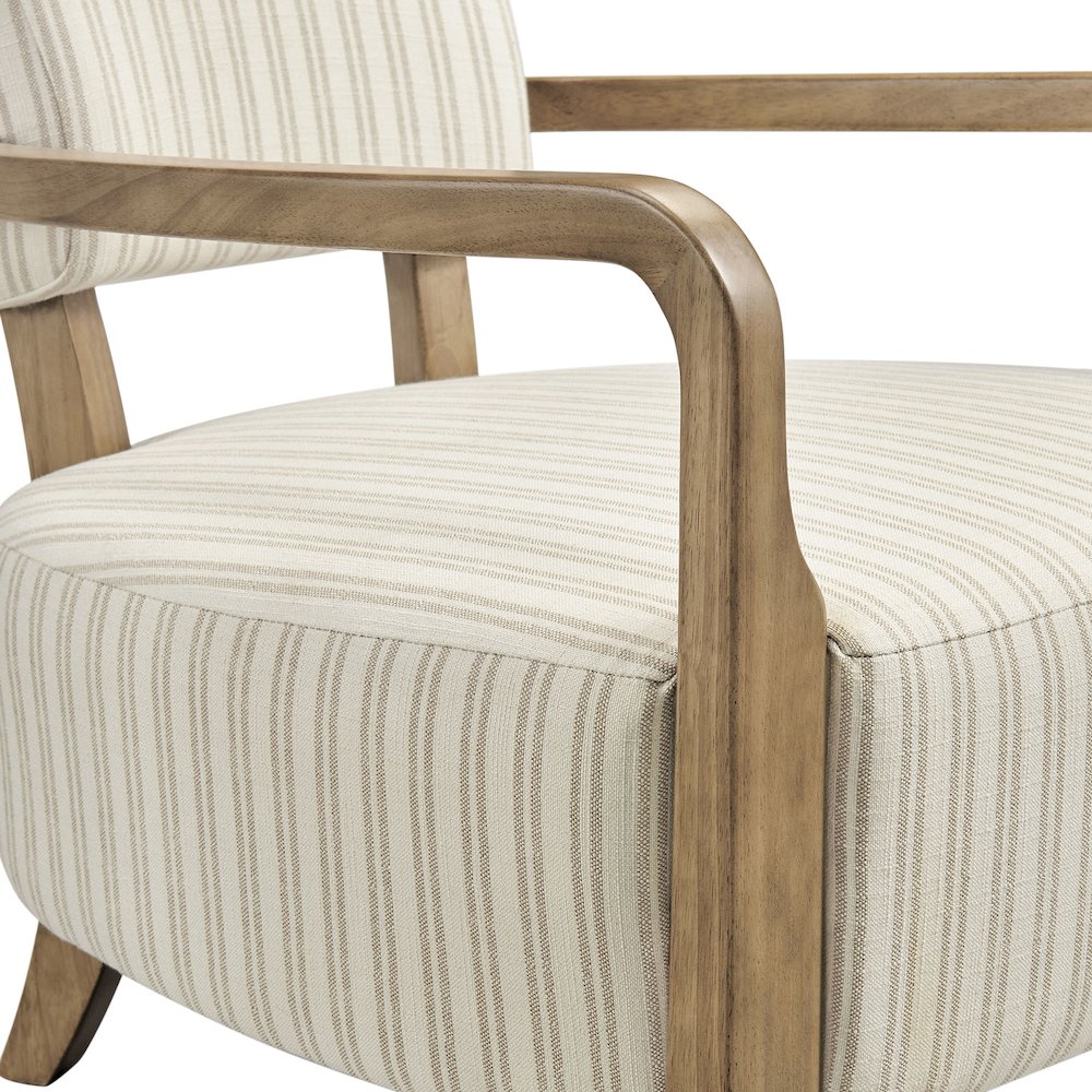 Zinnia Striped Fabric Upholstered Accent Chair - Oatmeal Stripe