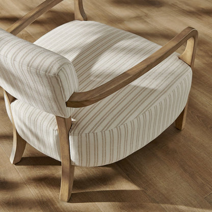 Zinnia Striped Fabric Upholstered Accent Chair - Oatmeal Stripe