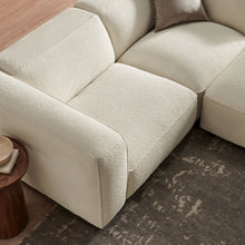 Auren 3 Piece Lattice Bouclé Upholstered Modular Loveseat with Ottoman - Cream
