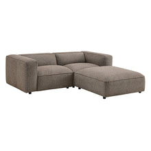 Auren 3 Piece Lattice Bouclé Upholstered Modular Loveseat with Ottoman - Earth
