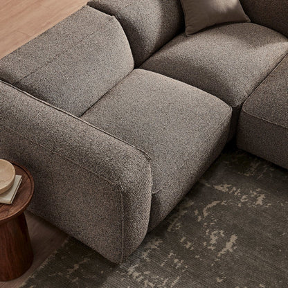 Auren 3 Piece Lattice Bouclé Upholstered Modular Loveseat with Ottoman - Earth