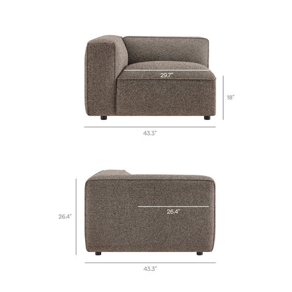 Auren 3 Piece Lattice Bouclé Upholstered Modular Loveseat with Ottoman - Earth