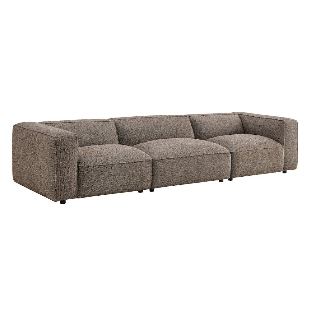 Auren 3 Piece Lattice Bouclé Upholstered Modular Sofa - Earth