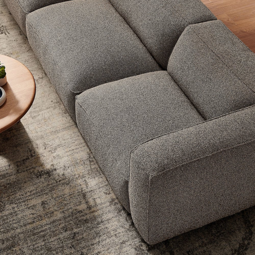 Auren 3 Piece Lattice Bouclé Upholstered Modular Sofa - Earth