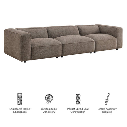 Auren 3 Piece Lattice Bouclé Upholstered Modular Sofa - Earth