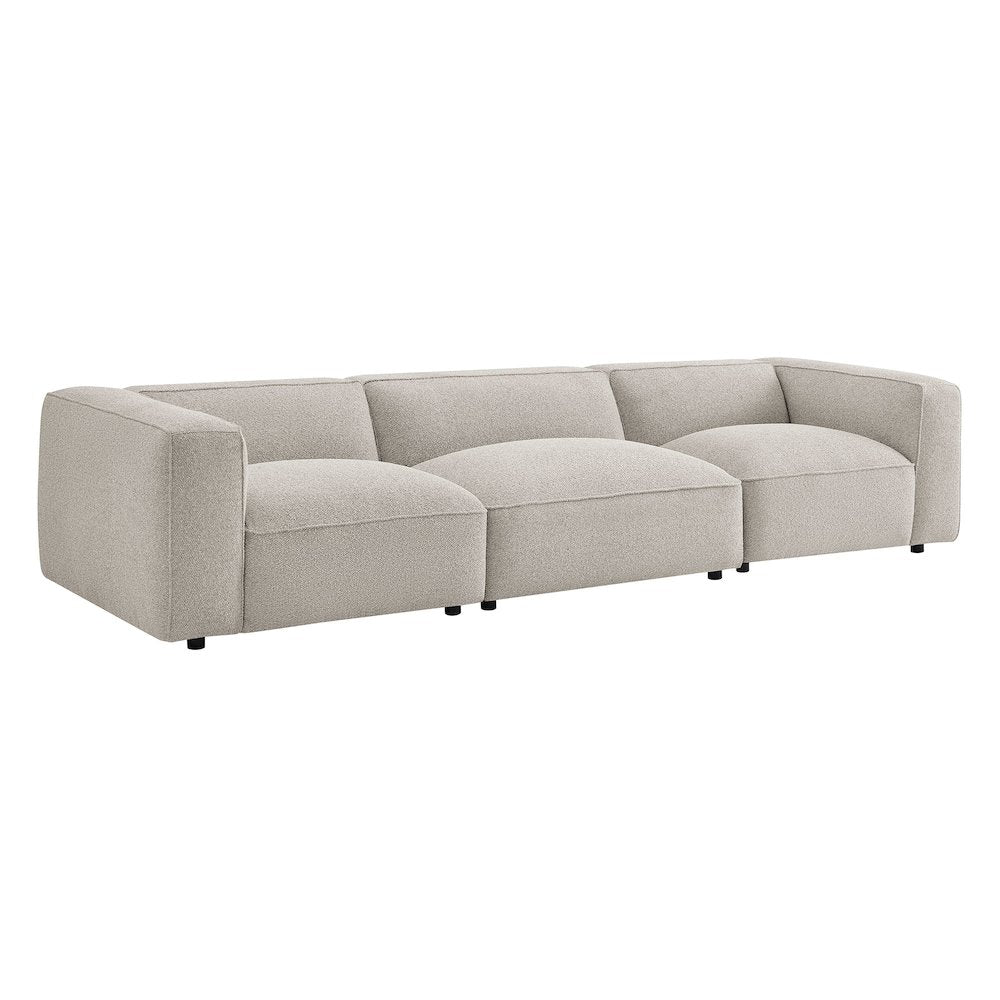 Auren 3 Piece Lattice Bouclé Upholstered Modular Sofa - Fog