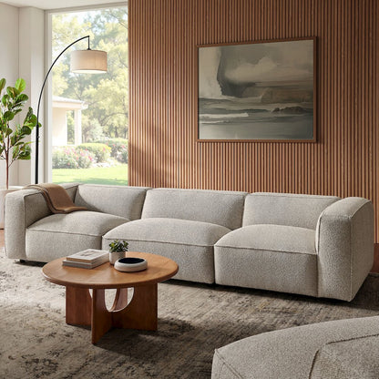 Auren 3 Piece Lattice Bouclé Upholstered Modular Sofa - Fog