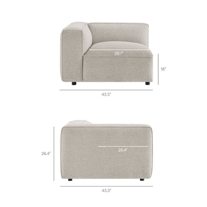 Auren 3 Piece Lattice Bouclé Upholstered Modular Sofa - Fog