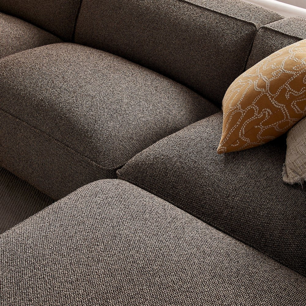 Auren 4 Piece Lattice Bouclé Upholstered Modular Sofa with Ottoman - Earth