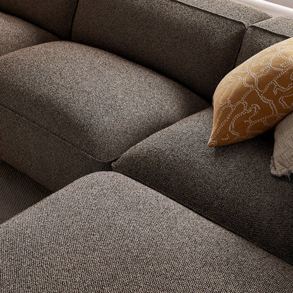 Auren 4 Piece Lattice Bouclé Upholstered Modular Sofa with Ottoman - Earth