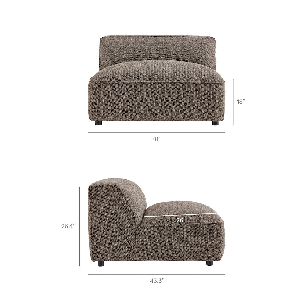Auren 4 Piece Lattice Bouclé Upholstered Modular Sofa with Ottoman - Earth
