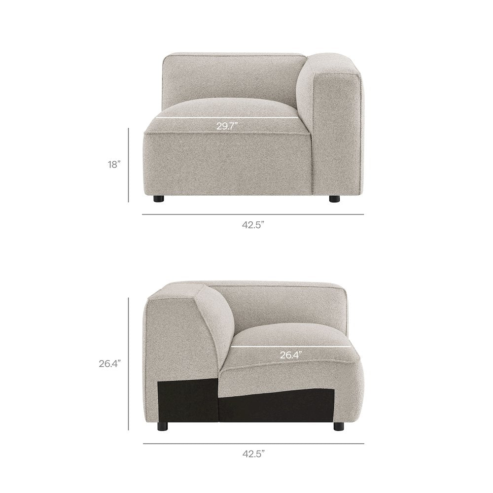 Auren 4 Piece Lattice Bouclé Upholstered Modular Sofa with Ottoman - Fog