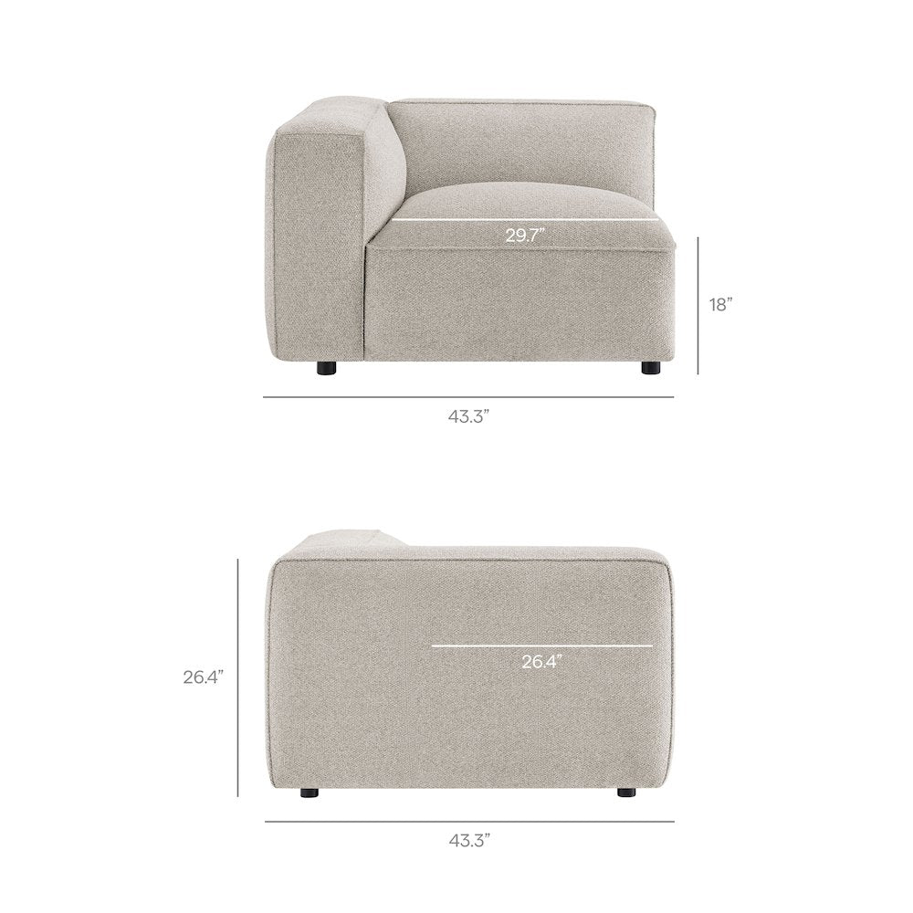 Auren 4 Piece Lattice Bouclé Upholstered Modular Sofa with Ottoman - Fog