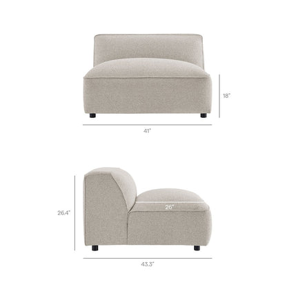 Auren 4 Piece Lattice Bouclé Upholstered Modular Sofa with Ottoman - Fog