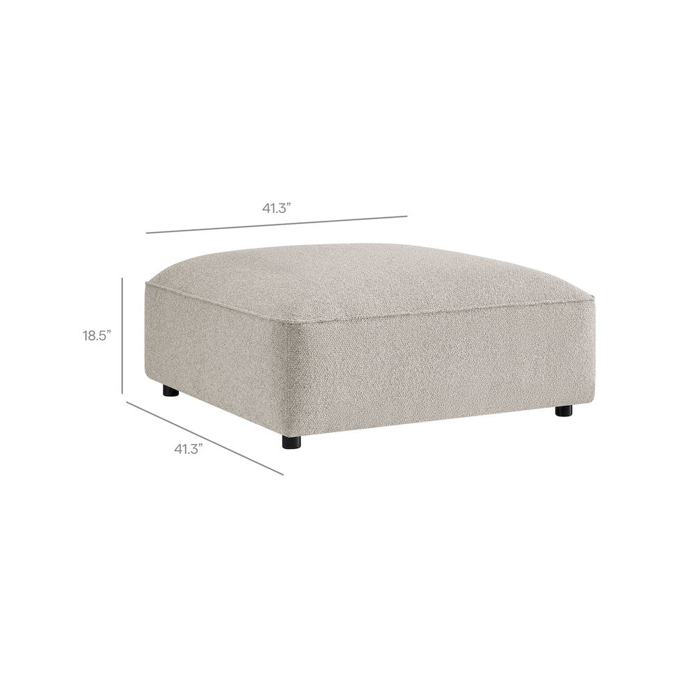 Auren 4 Piece Lattice Bouclé Upholstered Modular Sofa with Ottoman - Fog