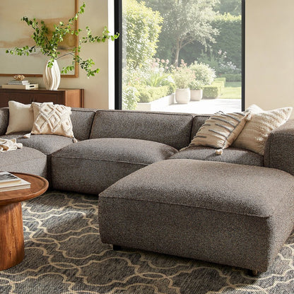 Auren 5 Piece Lattice Bouclé Upholstered Modular Sectional - Earth