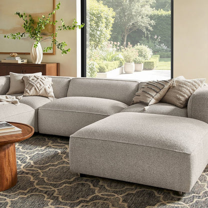 Auren 5 Piece Lattice Bouclé Upholstered Modular Sectional - Fog