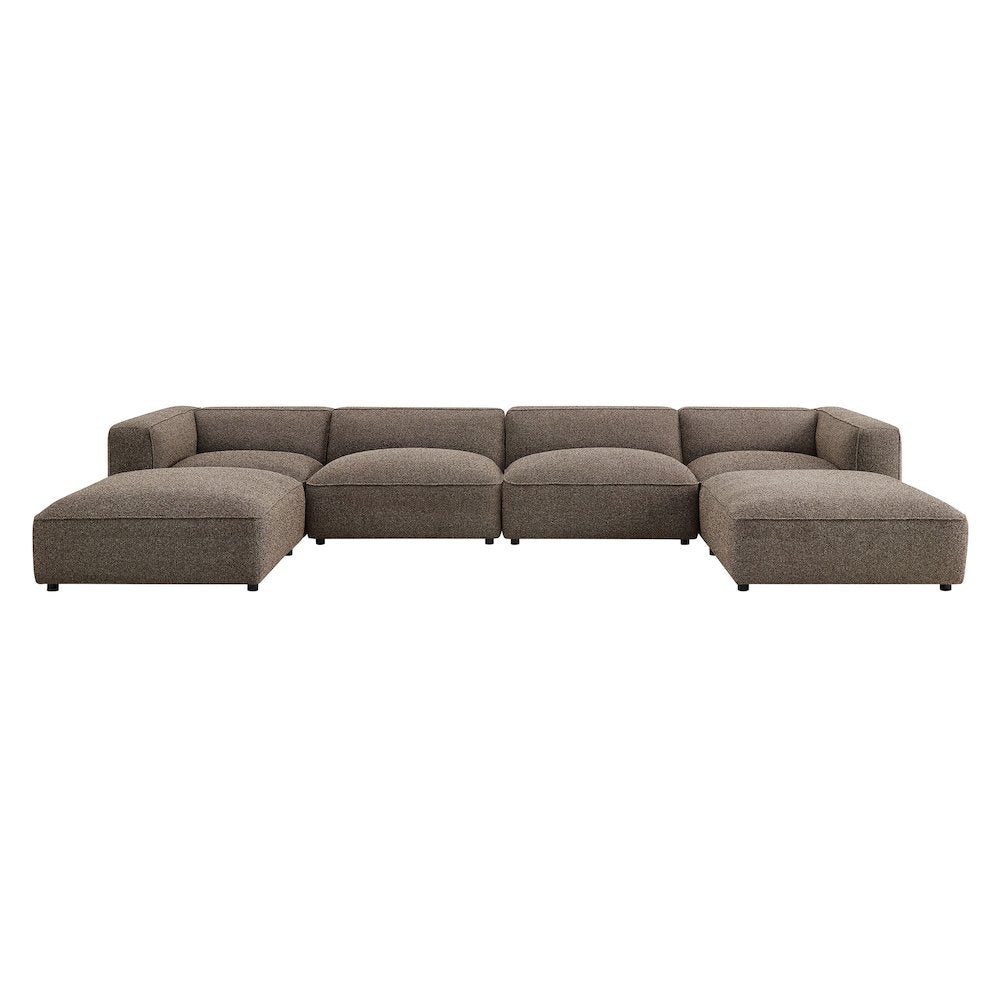 Auren 6 Piece Lattice Bouclé Upholstered Modular Sectional - Earth