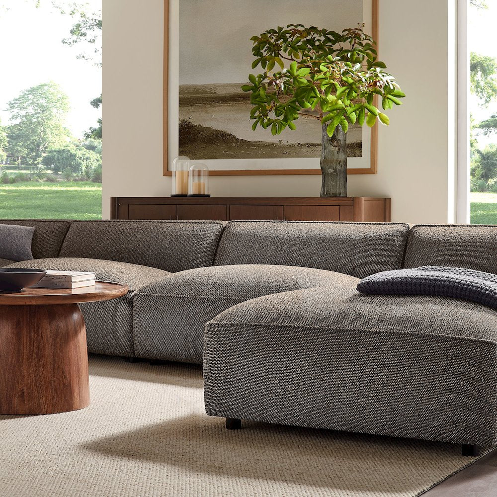 Auren 6 Piece Lattice Bouclé Upholstered Modular Sectional - Earth