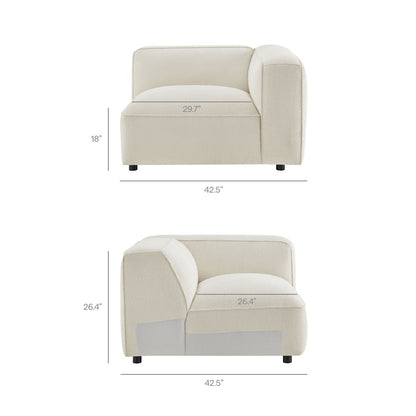 Auren 5 Piece Lattice Bouclé Upholstered Modular Corner Sectional - Cream