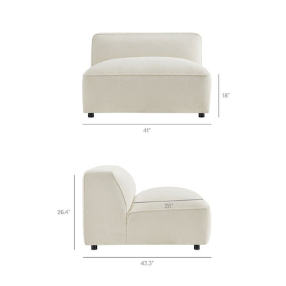Auren 5 Piece Lattice Bouclé Upholstered Modular Corner Sectional - Cream