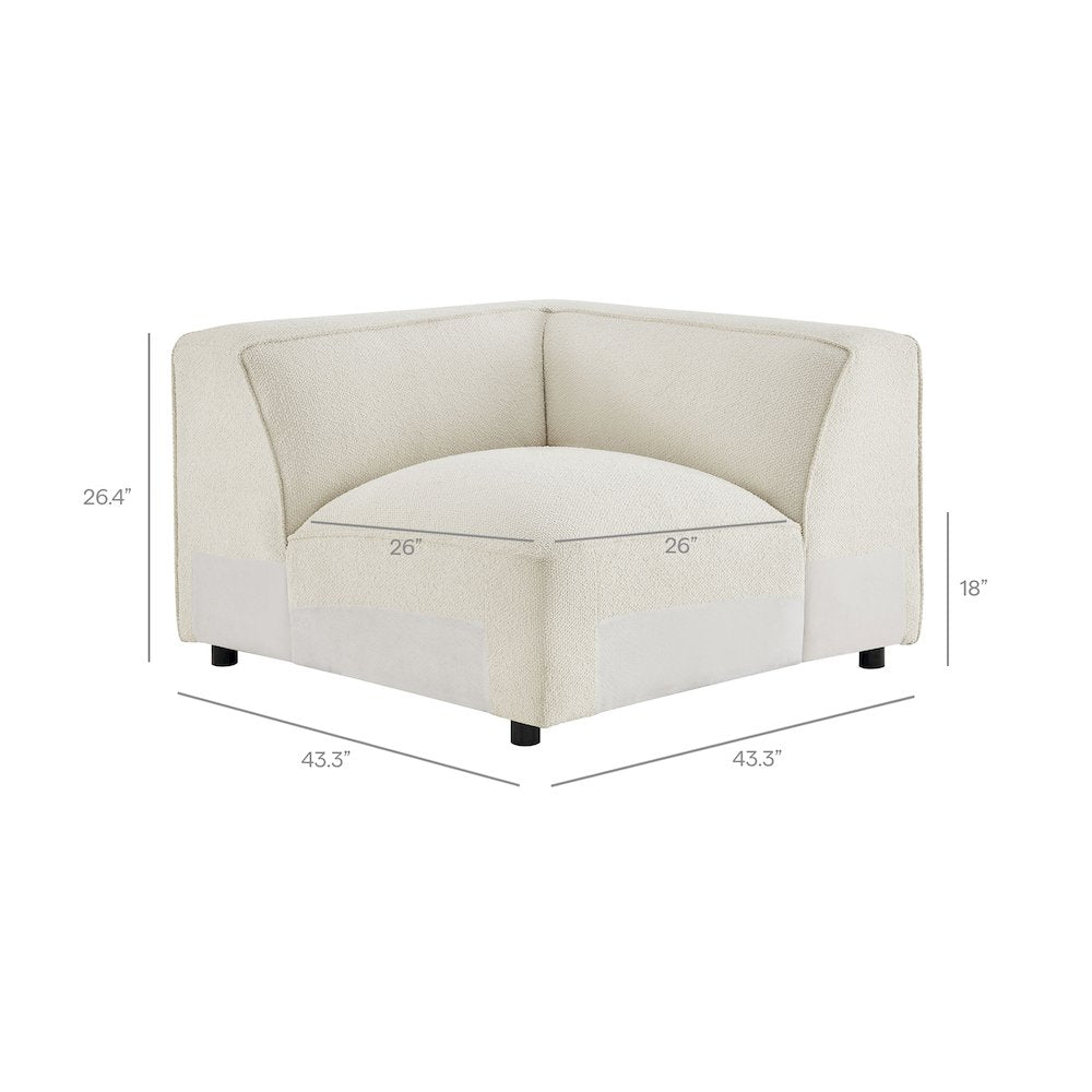 Auren 5 Piece Lattice Bouclé Upholstered Modular Corner Sectional - Cream