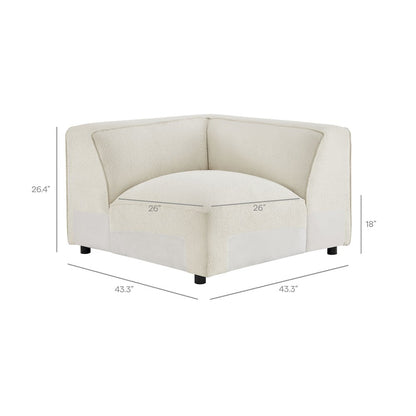 Auren 5 Piece Lattice Bouclé Upholstered Modular Corner Sectional - Cream