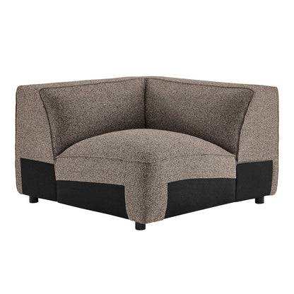 Auren 5 Piece Lattice Bouclé Upholstered Modular Corner Sectional - Earth