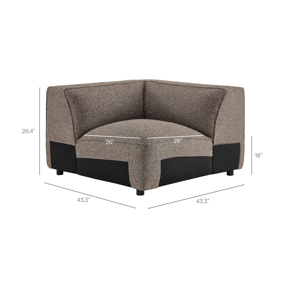 Auren 5 Piece Lattice Bouclé Upholstered Modular Corner Sectional - Earth