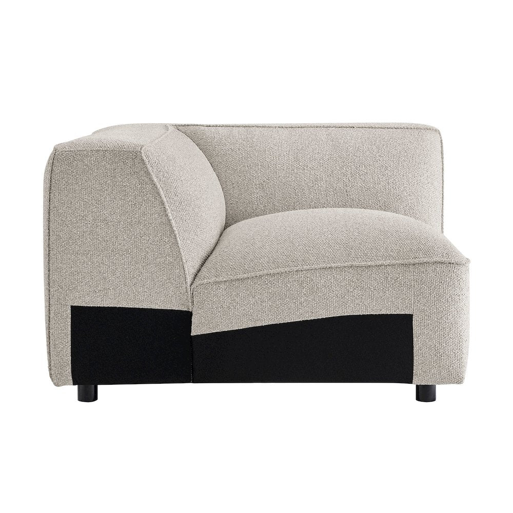 Auren 5 Piece Lattice Bouclé Upholstered Modular Corner Sectional - Fog