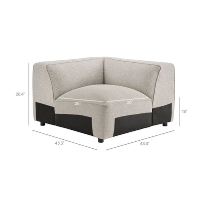 Auren 5 Piece Lattice Bouclé Upholstered Modular Corner Sectional - Fog