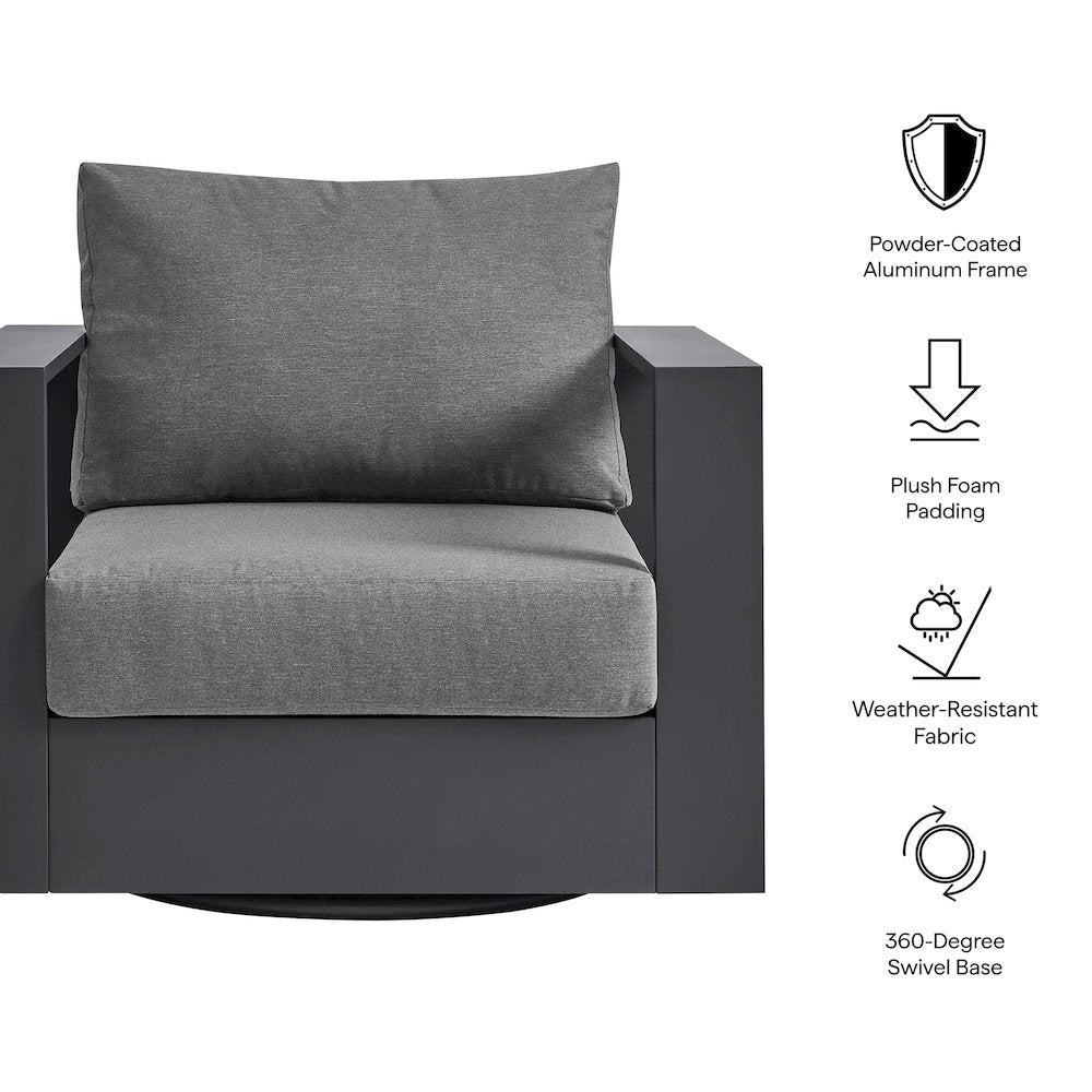 Tahoe Outdoor Patio Powder-Coated Aluminum Swivel Armchair