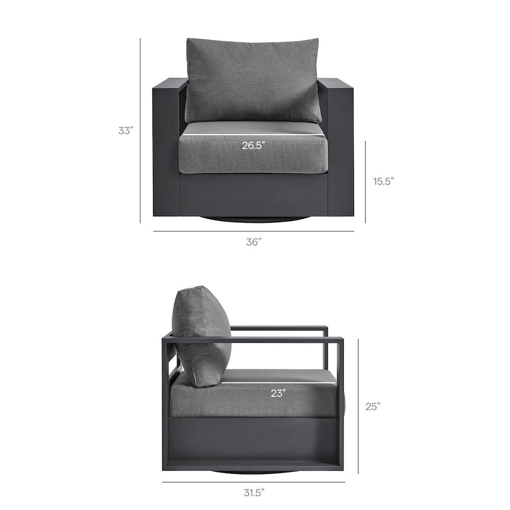 Tahoe Outdoor Patio Powder-Coated Aluminum Swivel Armchair