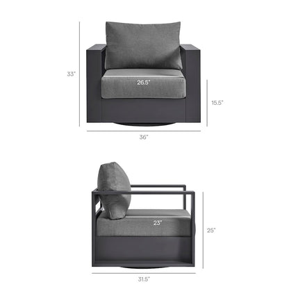 Tahoe Outdoor Patio Powder-Coated Aluminum Swivel Armchair